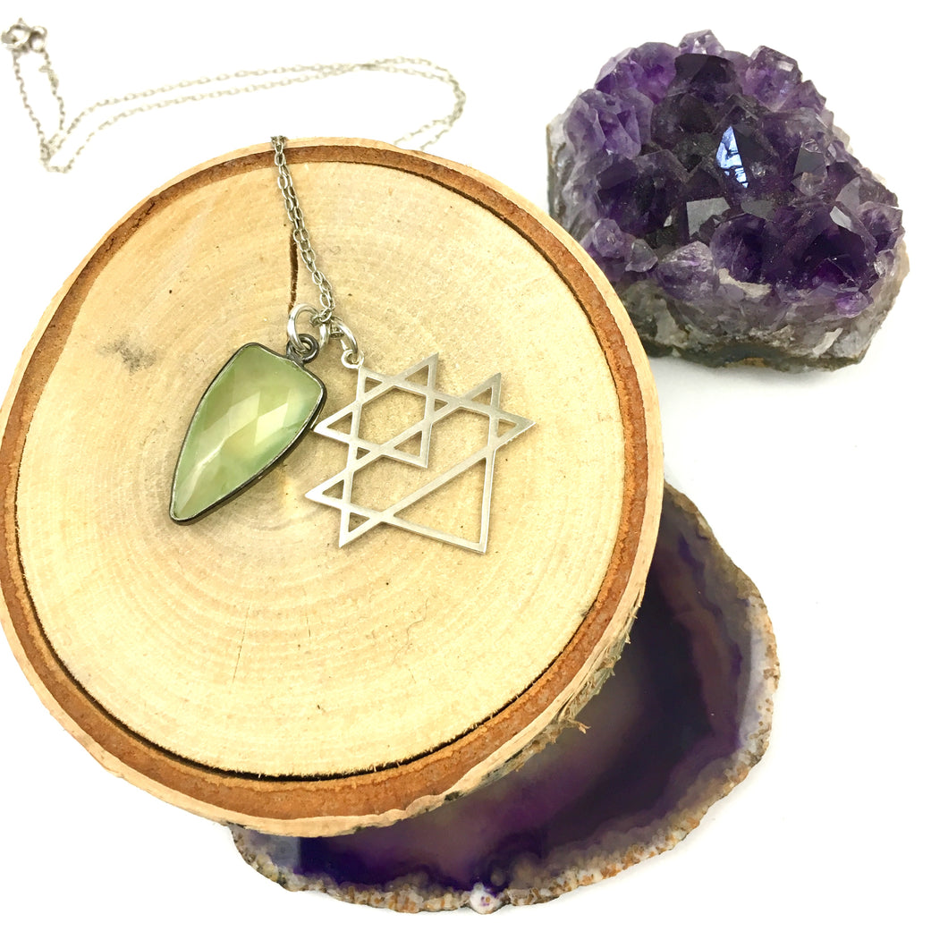 Sri Yantra Necklace with Prehnite