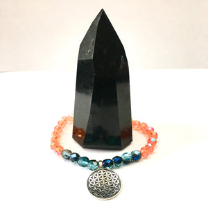 Flower of Life Stacking Bracelet-Tangerine/Indigo