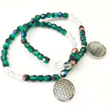 Flower of Life Stacking Bracelet- Emerald