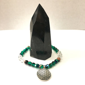 Flower of Life Stacking Bracelet- Emerald