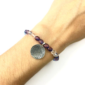 Flower of Life Stacking Bracelet-Sky Blue/Metallic Cocoa